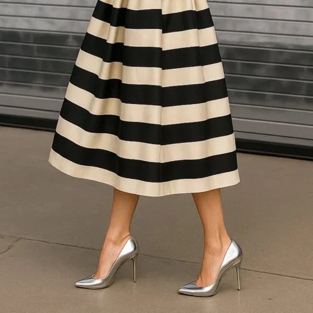 Tibi Escalante Midi Striped Skirt